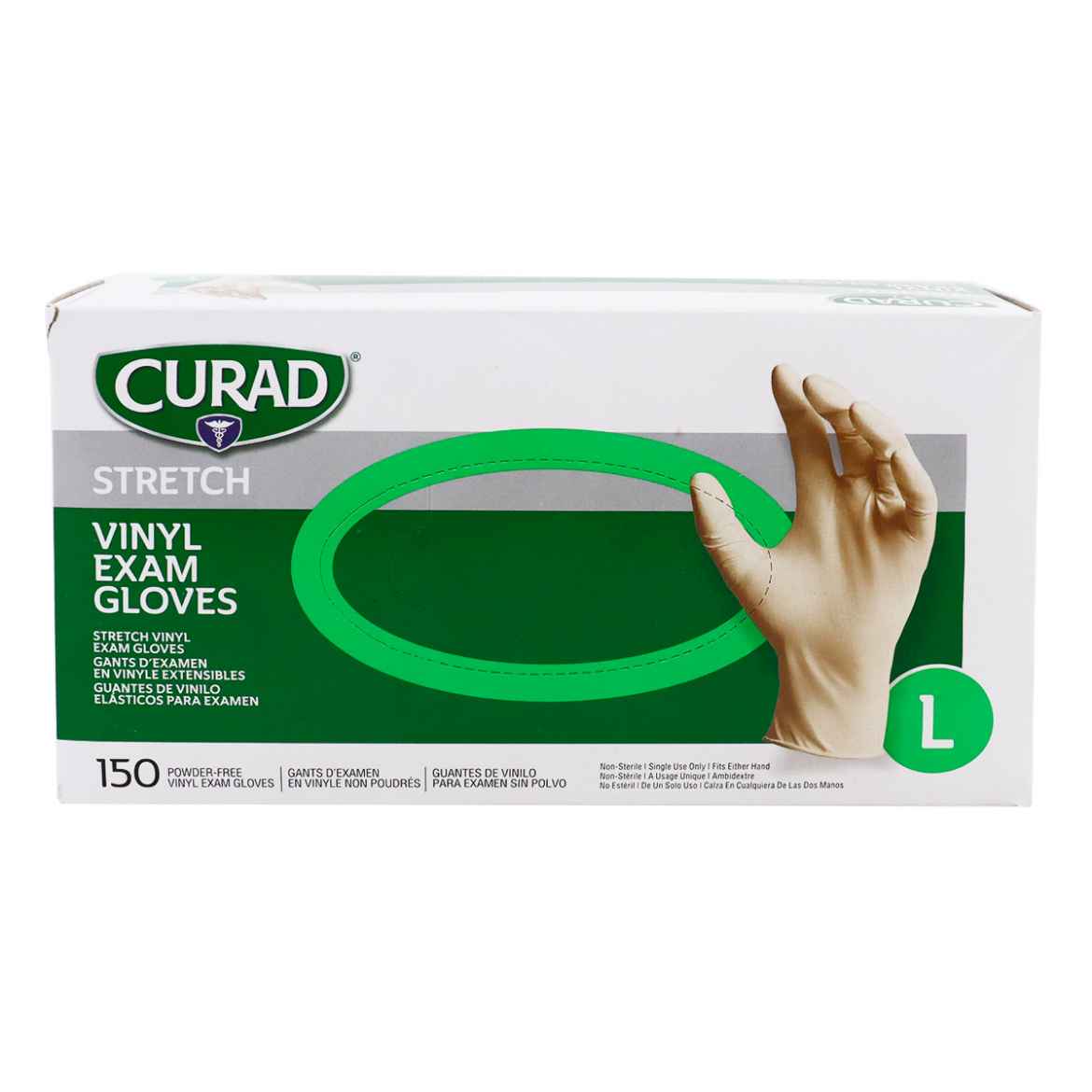 Picture of GLOVES EXAM VINYL CURAD STRETCH SYN/PF LRG - 150s