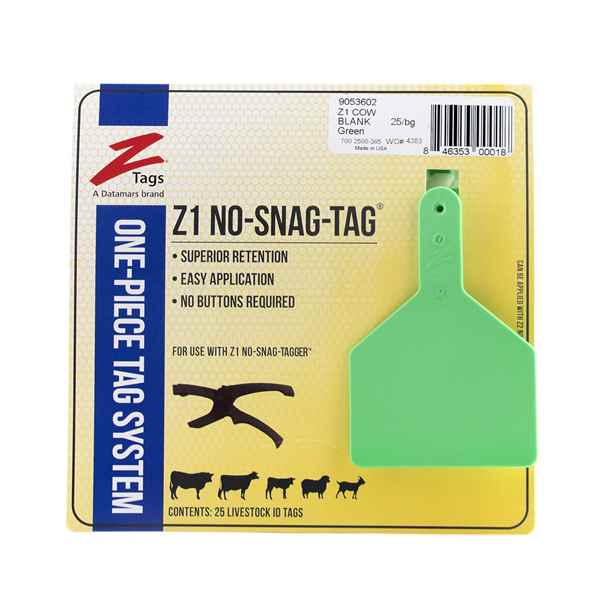 Picture of Z TAG COW one piece GREEN BLANK - 25's