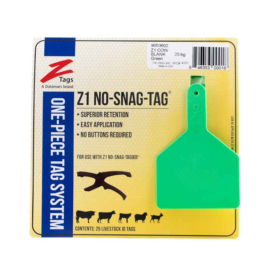 Picture of Z TAG COW one piece GREEN BLANK - 25/bag