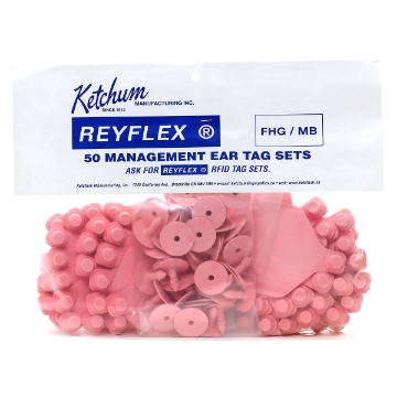 Show details for EARTAG REYFLEX  MGT W/BUTTONS PINK XLARGE - 50s Picture of EARTAG REYFLEX  MGT W/BUTTONS PINK XLARGE - 50s