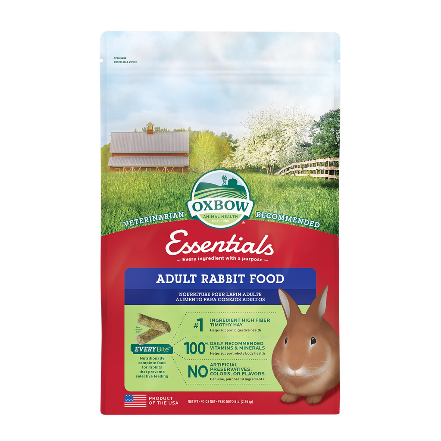 Picture of OXBOW ESSENTIALS ADULT RABBIT FOOD  - 2.25kg/5lb