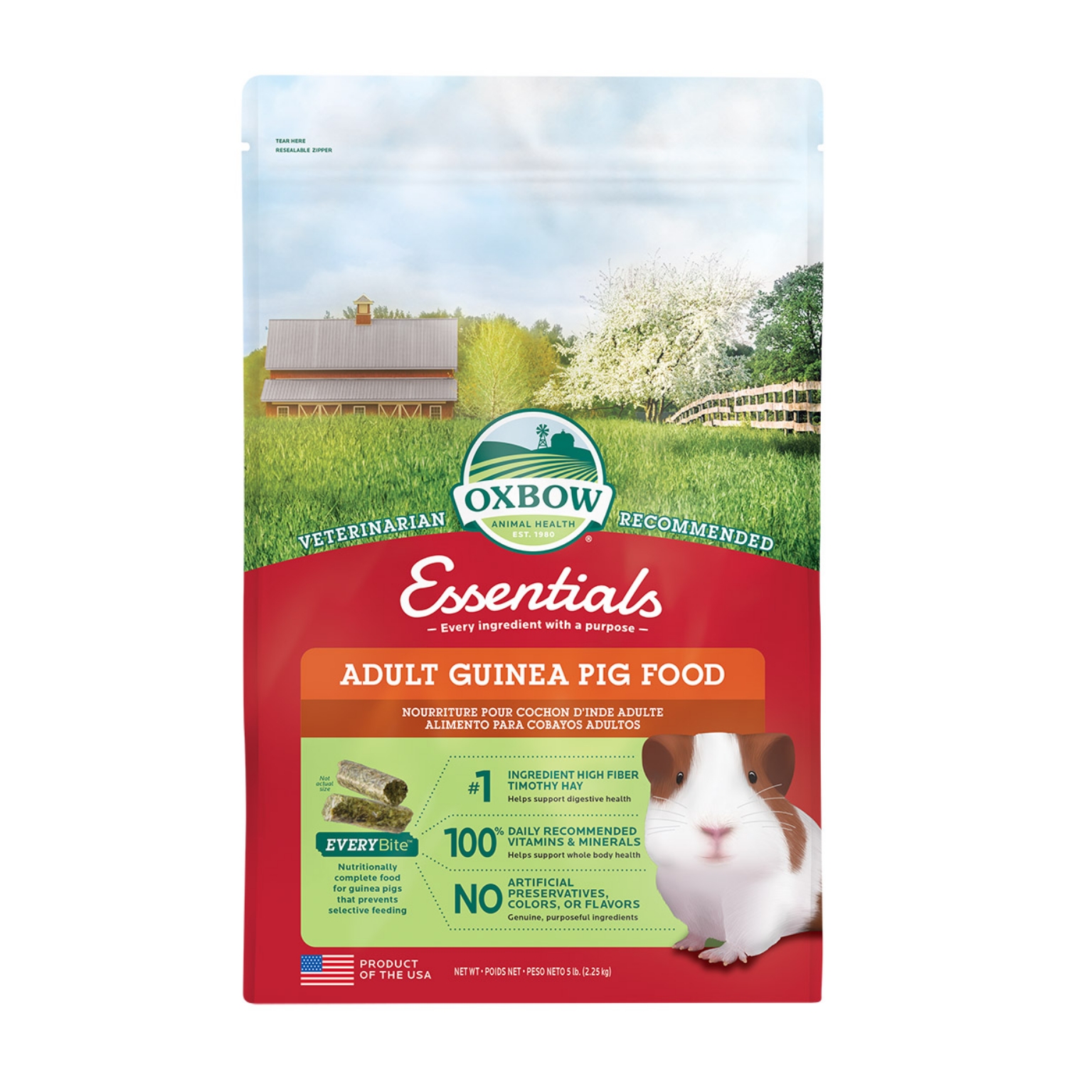 Picture of OXBOW ESSENTIALS ADULT GUINEA PIG FOOD- 2.25kg/5lb