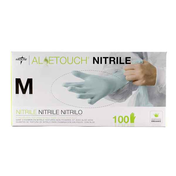 Picture of GLOVES EXAM NITRILE ALOETOUCH (PF) MED - 100s