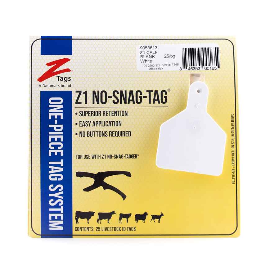 Picture of Z TAG CALF one piece WHITE BLANK - 25/bag