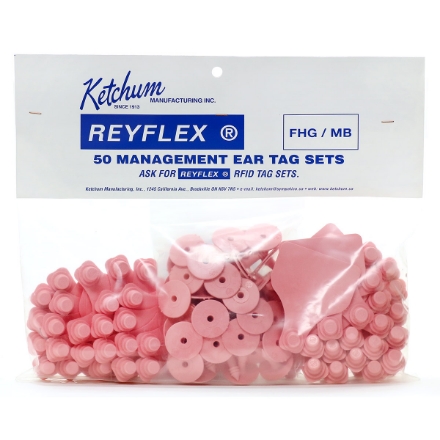 Picture of EARTAG REYFLEX  MGT W/BUTTONS PINK LARGE - 50s