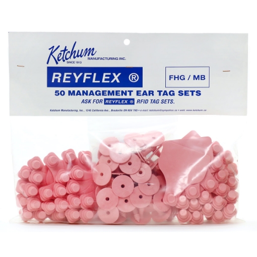 Picture of EARTAG REYFLEX  MGT W/BUTTONS PINK LARGE - 50s