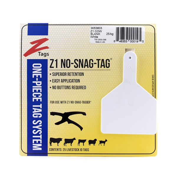 Picture of Z TAG COW one piece WHITE BLANK - 25's