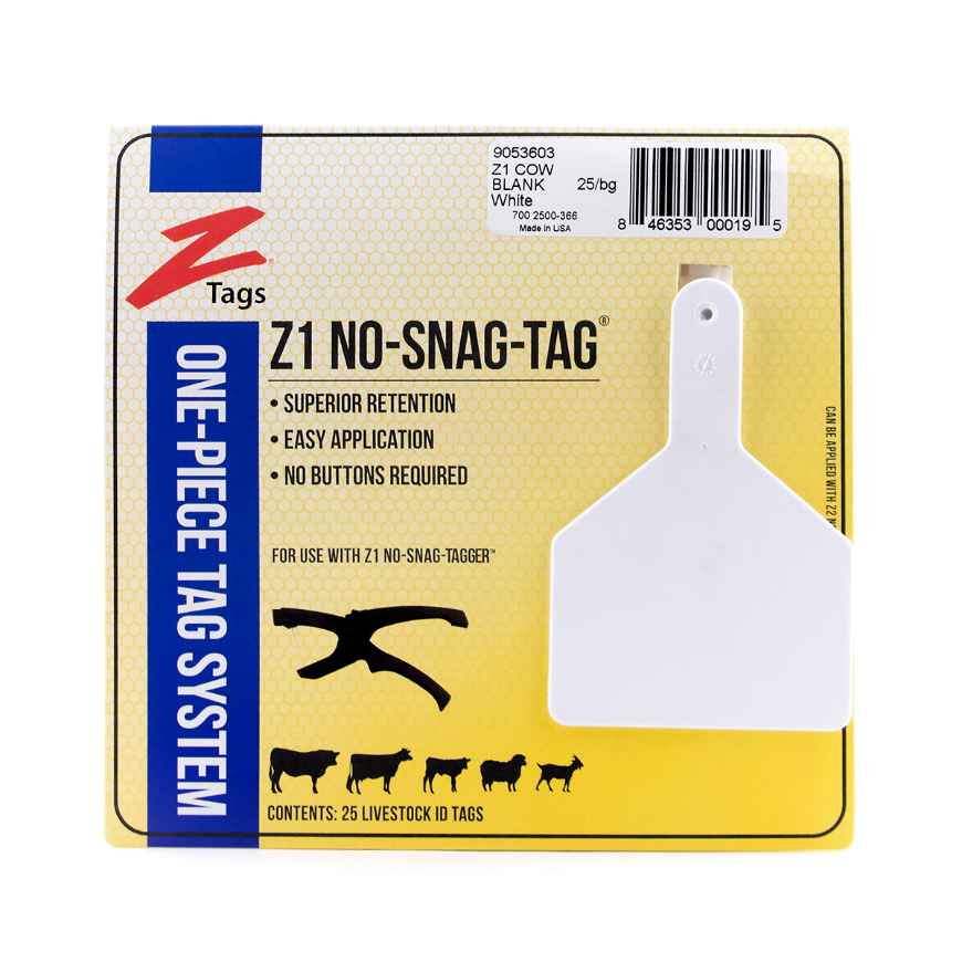 Picture of Z TAG COW one piece WHITE BLANK - 25/bag