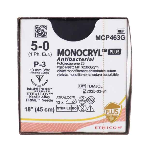 Picture of MONOCRYL PLUS 5/0 18in VIOLET P3 (MCP463G) - 12`s