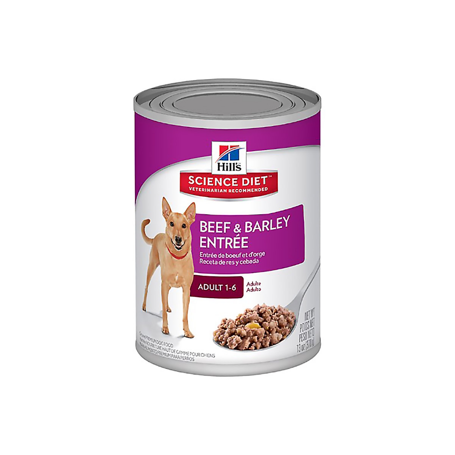 Picture of Hills Science Diet Adult 1-6 Yr Beef & Barley Entree Wet Dog Food- 12x370g Cans