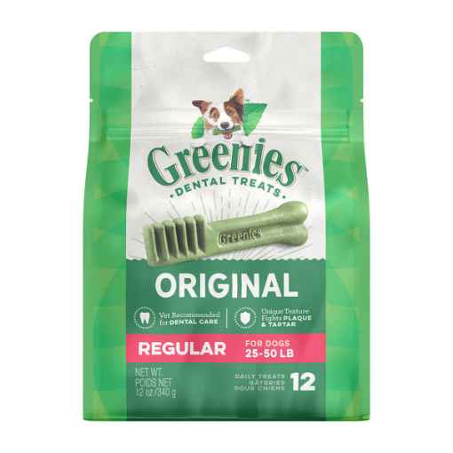 Picture of GREENIE CANINE DENTAL TREAT ORIGINAL 12oz  PAK Regular - 12/bag