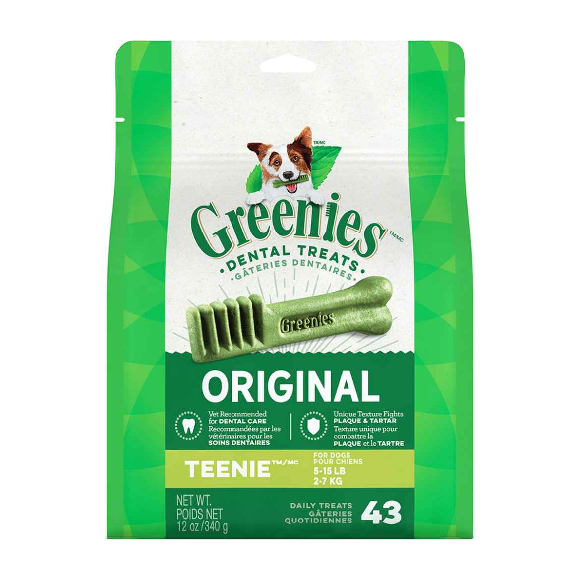 Picture of GREENIE CANINE DENTAL TREAT ORIGINAL 12oz  PAK Teenie - 43/bag