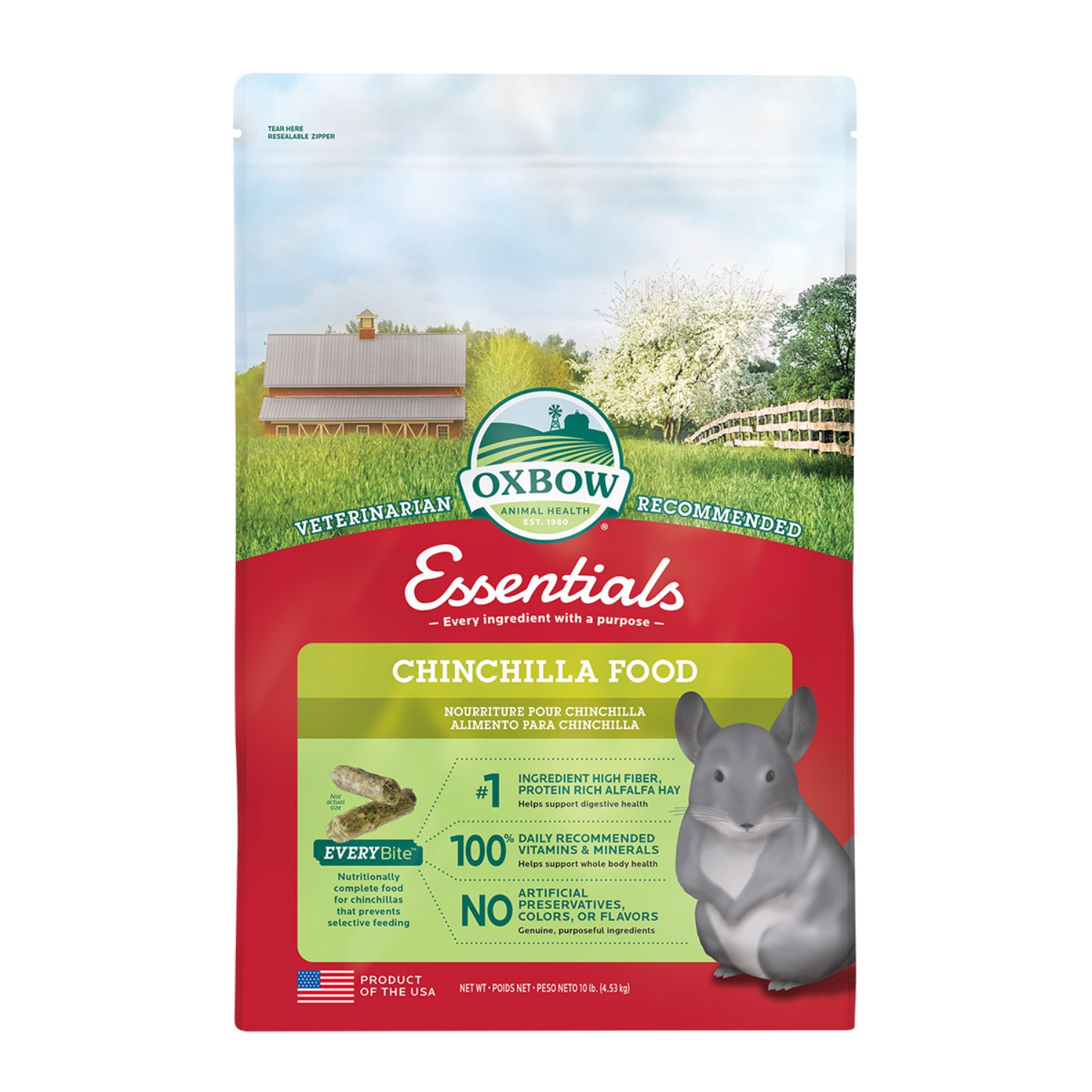 Picture of OXBOW ESSENTIALS ADULT CHINCHILLA FOOD  - 4.53kg / 10lb