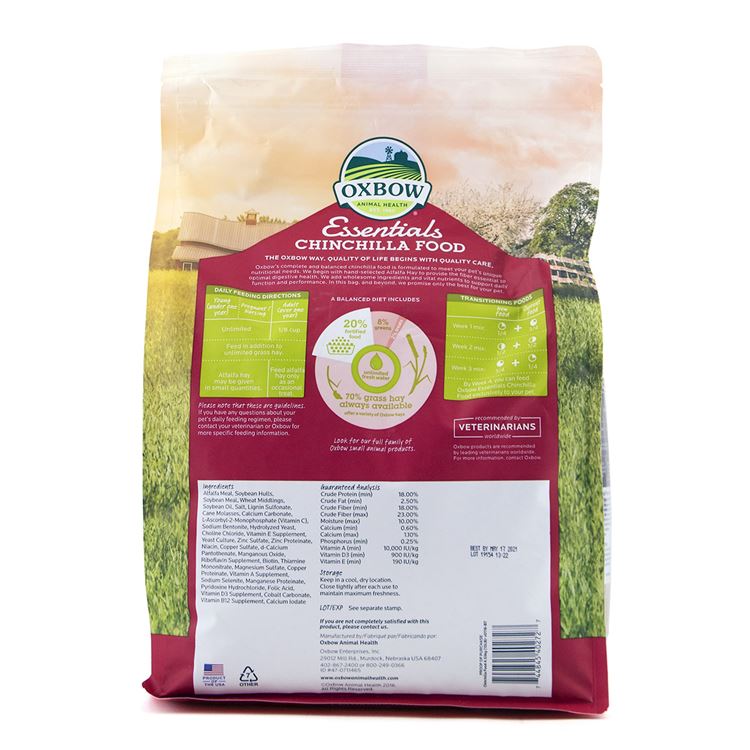Picture of OXBOW ESSENTIALS ADULT CHINCHILLA FOOD  - 4.53kg / 10lb
