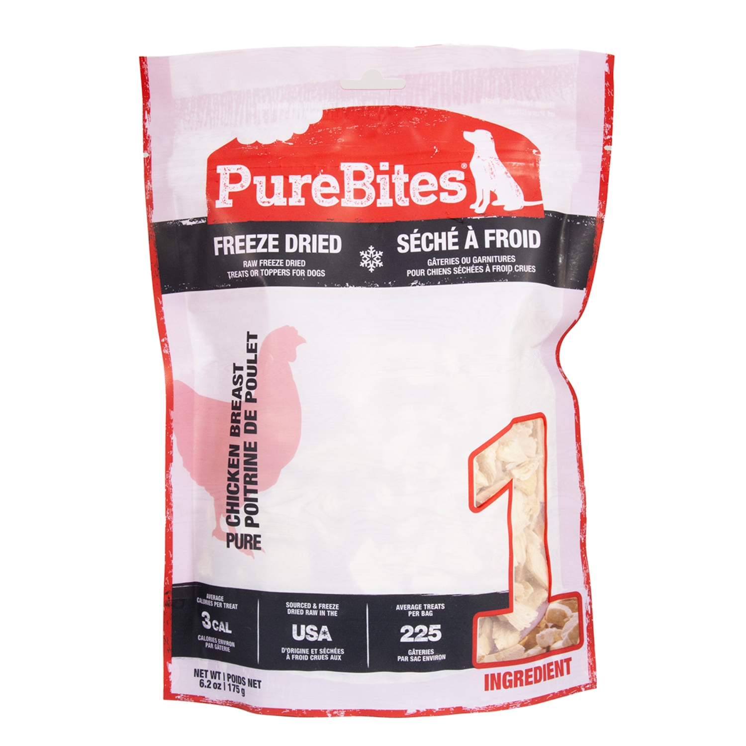 Picture of PUREBITES Freeze Dried Raw Dog Treats/ Food Topper - Chicken Breast - 6.2oz/175g