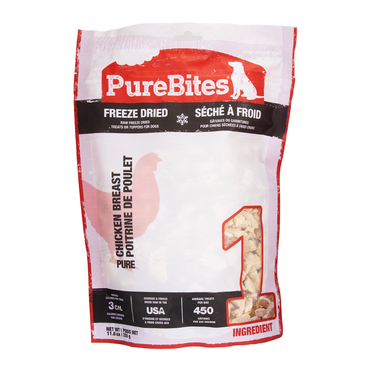 Picture of PUREBITES Freeze Dried Raw Dog Treats/ Food Topper – Chicken Breast - 11.6oz/330g