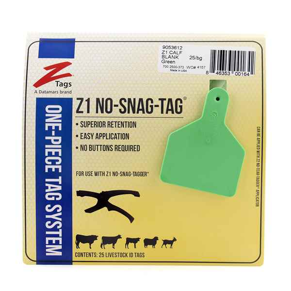 Picture of Z TAG CALF one piece GREEN BLANK - 25's