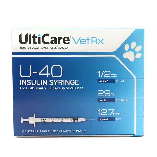 Picture of INSULIN SYRINGE & NEEDLE ULTICARE 40iu .5cc 29g x 1/2in - 100`s