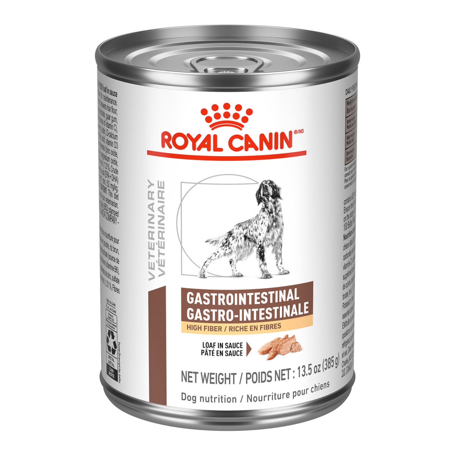 Picture of Royal Canin Veterinary Diet GASTROINTESTINAL HIGH FIBER Loaf Wet Dog Food - 12 X 385g cans