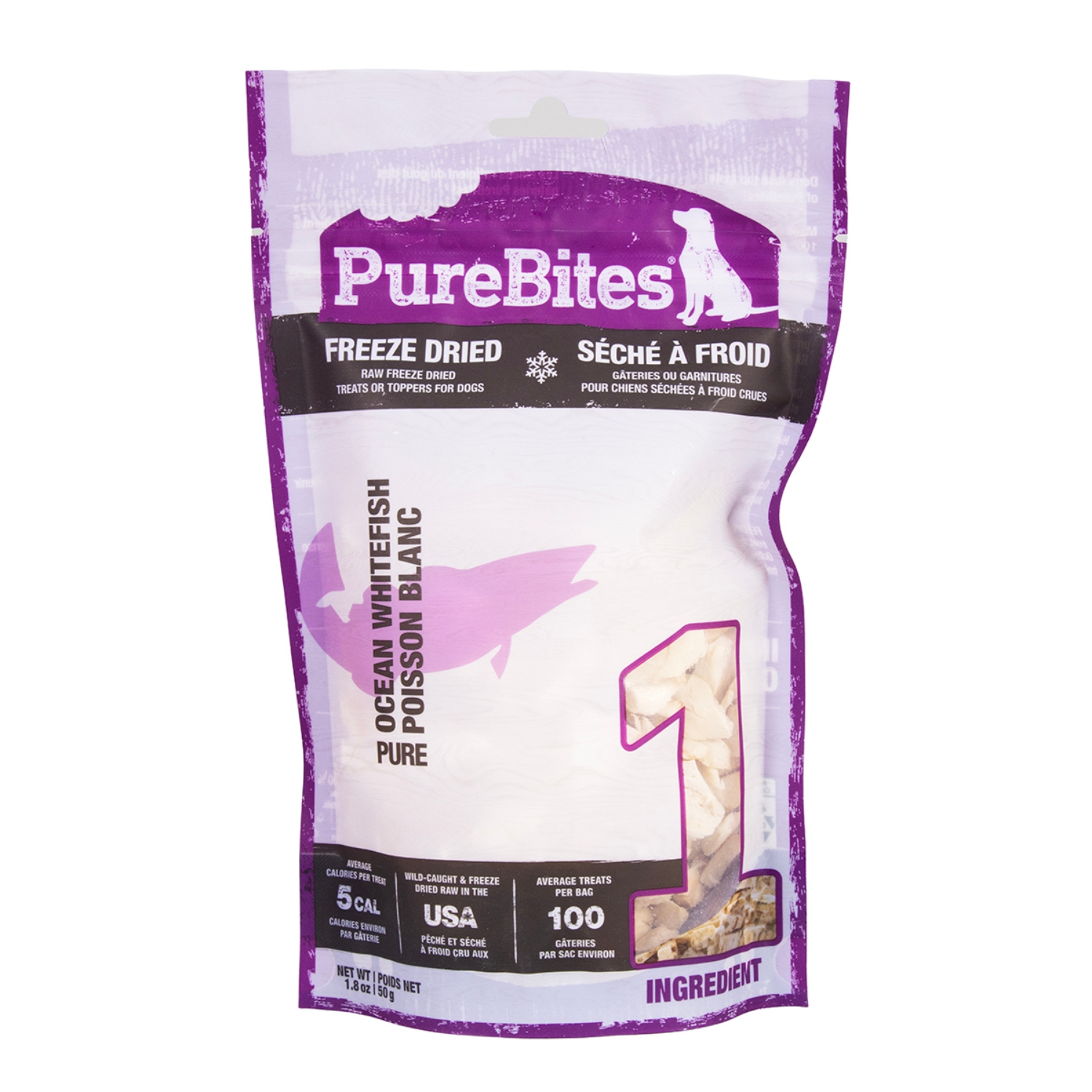 Picture of PUREBITES Freeze Dried Raw Ocean Whitefish Dog Treat/Food Topper  - 1.8oz/50g