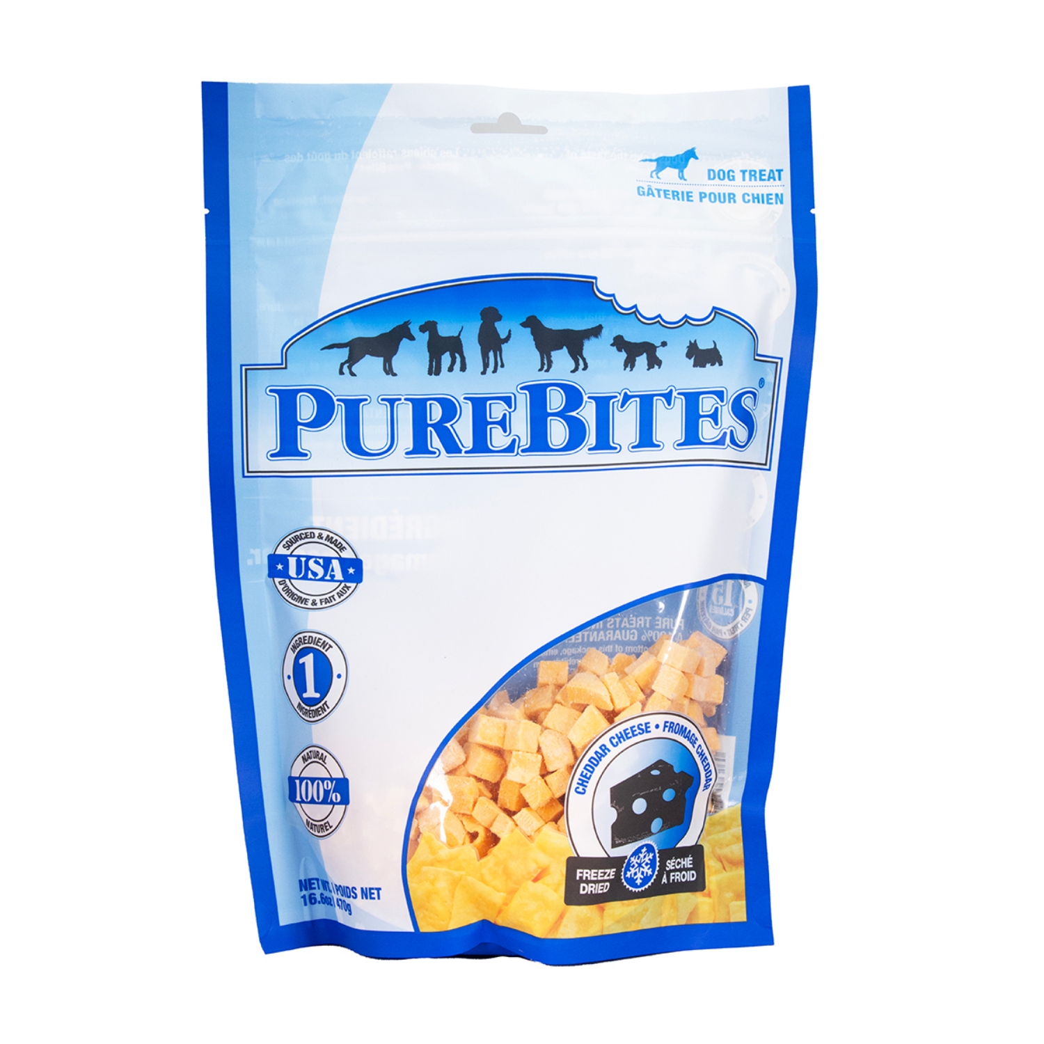 Picture of PUREBITES Freeze Dried Cheddar Cheese Dog Treats - 16.6oz/470g
