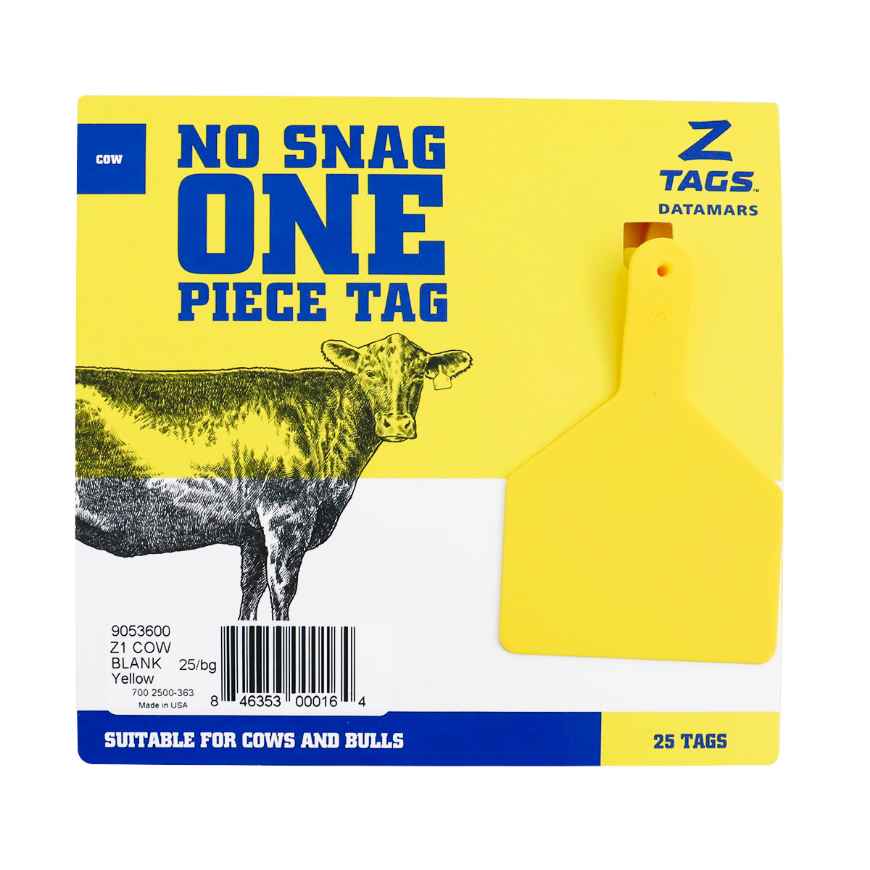 Picture of Z TAG COW one piece YELLOW BLANK - 25/bag