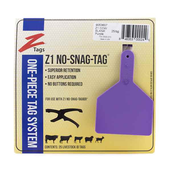 Picture of Z TAG COW one piece PURPLE BLANK - 25's