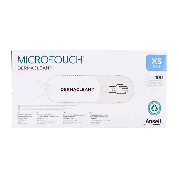 Picture of GLOVES EXAM ANSELL MICRO TOUCH DERMACLEAN LTX PF XSMALL - 100s