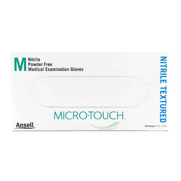 Picture of GLOVES EXAM ANSELL MICRO TOUCH NITRILE TEXTURED PF Medium - 100s
