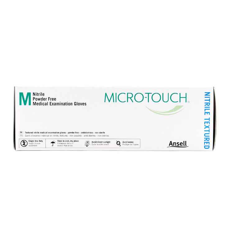 Picture of GLOVES EXAM ANSELL MICRO TOUCH NITRILE TEXTURED PF Medium - 100s