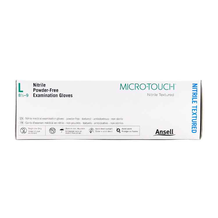 Picture of GLOVES EXAM ANSELL MICRO TOUCH NITRILE TEXTURED PF Large - 100s