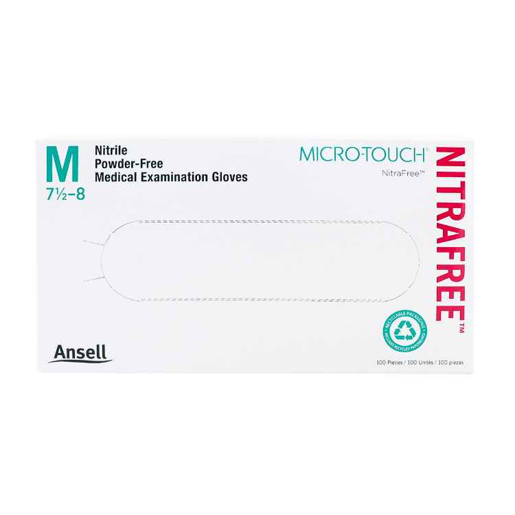 Picture of GLOVES EXAM ANSELL MICRO TOUCH NITRAFREE PF Medium - 100s