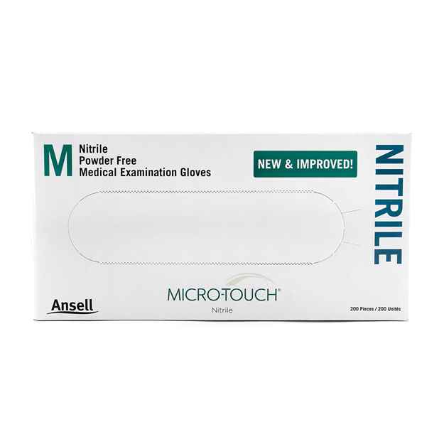 Picture of GLOVES EXAM ANSELL MICRO TOUCH NITRILE Thin PF Medium - 200's 