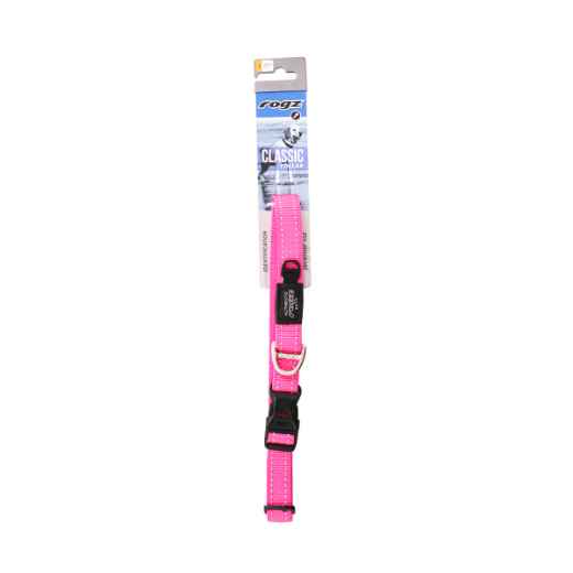 Picture of COLLAR CANINE ROGZ UTILITY FANBELT Pink - 3/4in x 13-22in