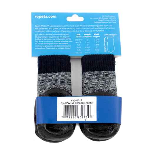 Picture of PAWks CANINE SPORT ANTI SLIP SOCKS Charcoal Heather X-Small - 4/pk