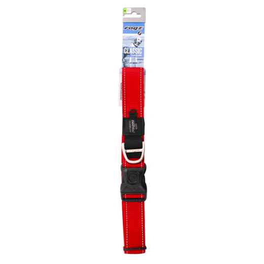 Picture of COLLAR CANINE ROGZ UTILITY LANDING STRIP Red - 1- 5/8in x 19.5-31.5in