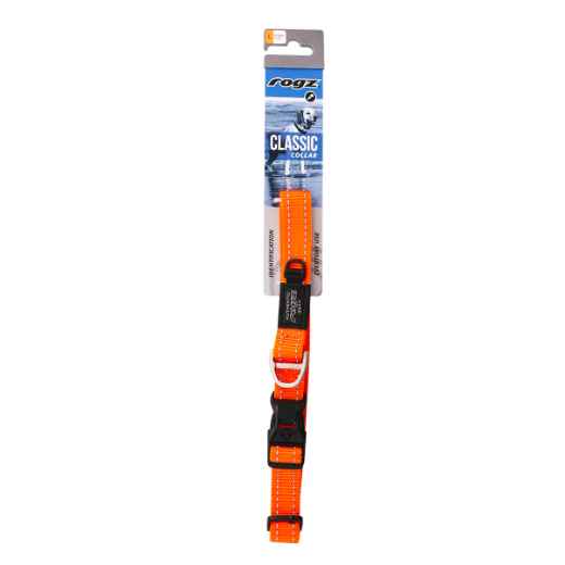 Picture of COLLAR CANINE ROGZ UTILITY FANBELT Orange - 3/4in x 13-22in