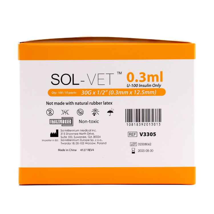 Picture of INSULIN SYRINGE SOL-M U100 0.3ml 30g x 1/2in - 100s