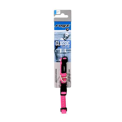 Picture of COLLAR CANINE ROGZ UTILITY NITELIFE Pink - 3/8in x 8-12in