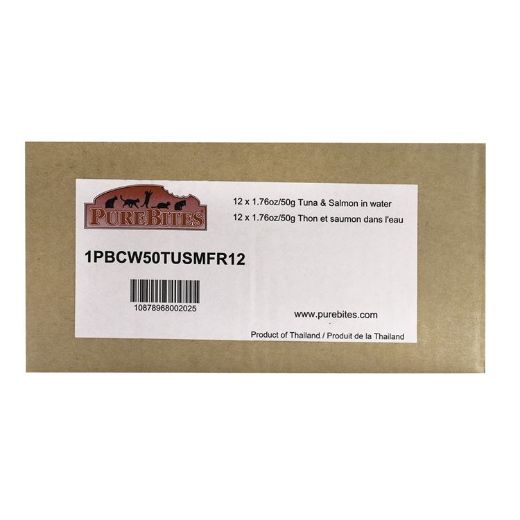 Picture of FELINE PUREBITES TUNA & WILD SALMON in WATER - 12 x 1.76oz/50g