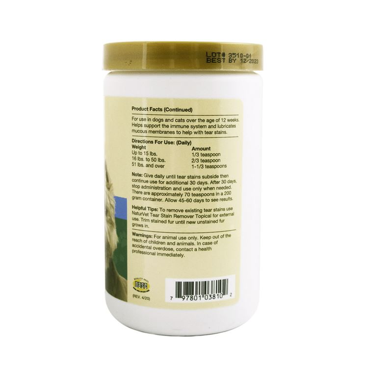 Picture of TEAR STAIN POWDER SUPPLEMENT PLUS LUTEIN NaturVet - 200g