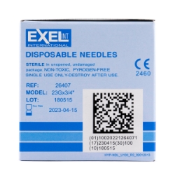 Picture of NEEDLE DISPOSABLE EXEL 23g x 3/4in (PH) - 100s