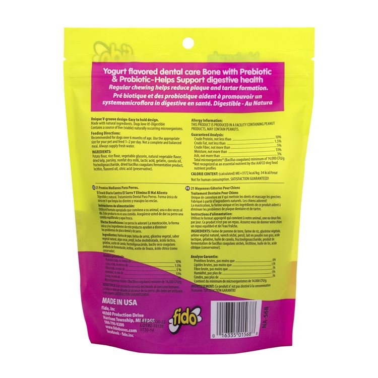 Picture of TREAT CANINE FIDO Naturals Yogurt Belly Bones - Mini - 21/pk