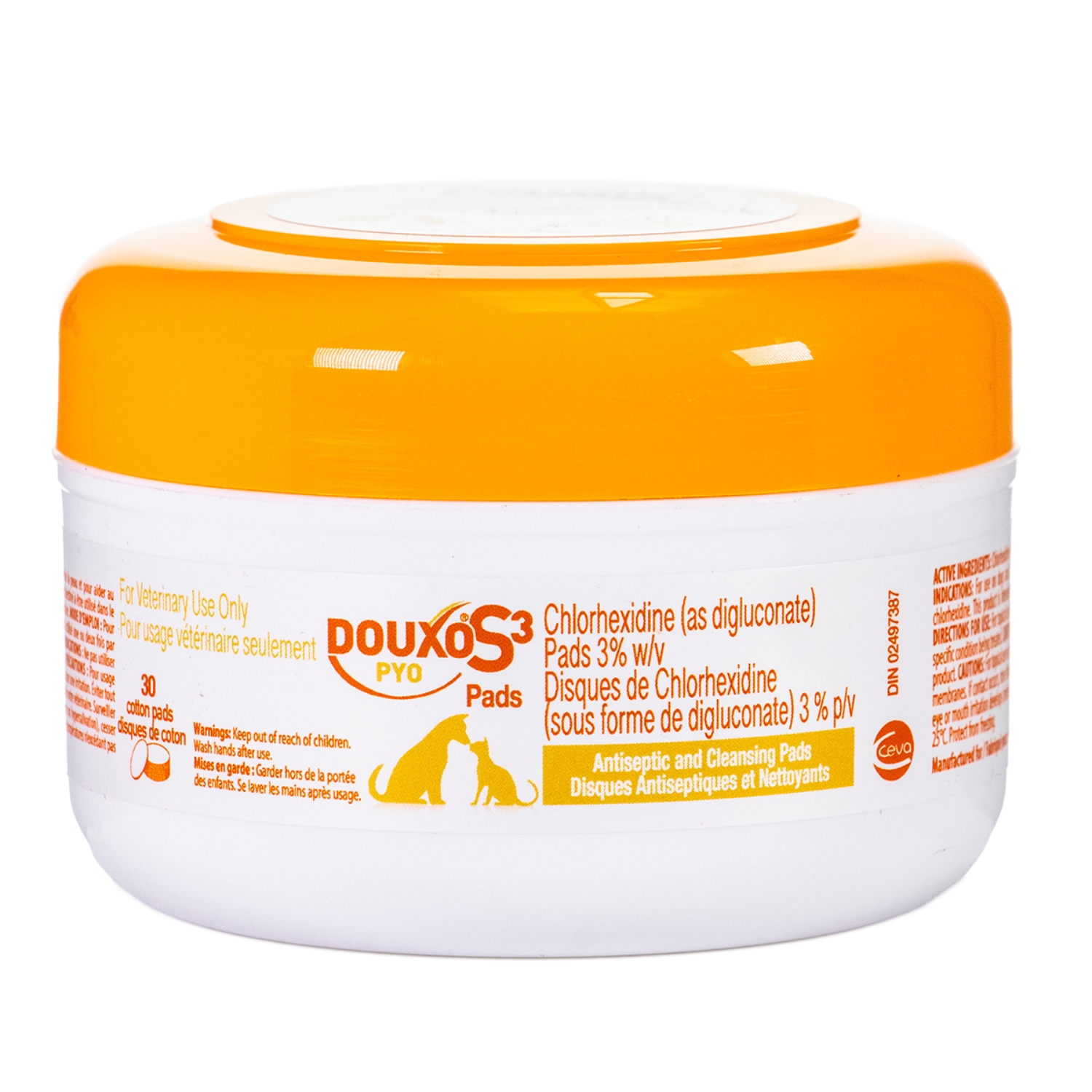 Picture of DOUXO S3 Pyo Pads | Chlorhexidine Antiseptic Skin Cleaning Wipes for Dogs & Cats - 30/jar 
