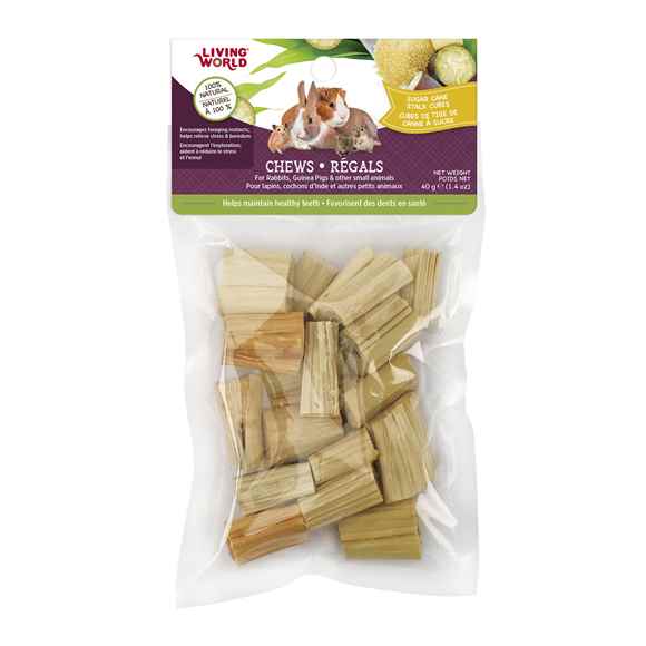 Picture of LIVING WORLD SMALL ANIMAL PAPAYA CHEWS Sugarcane Stalk Cubes (61109)- 40g