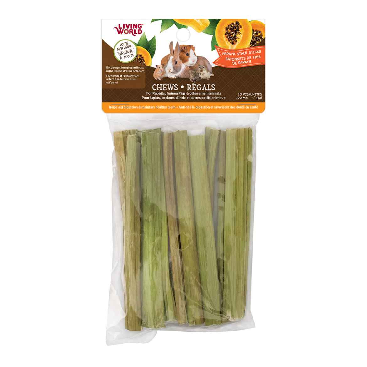 Picture of LIVING WORLD SMALL ANIMAL CHEWS Papaya Stalk Sticks (61106) - 10/bag