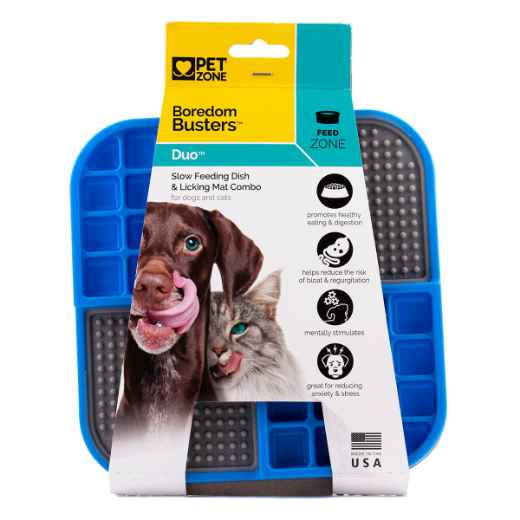 Picture of BOREDOM BUSTERS Blue Duo Slow Feeder and Licking Mat Combo