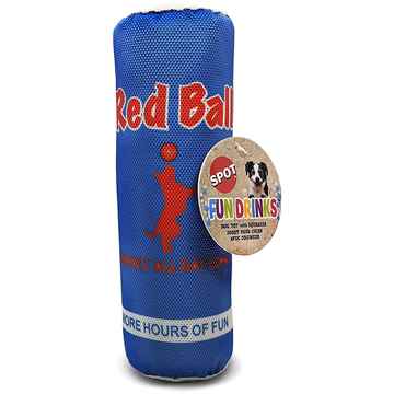 Picture of TOY DOG SPOT FUN DRINK Ballistic Nylon w/Crinkle and Squeaker Red Ball - 9.5in