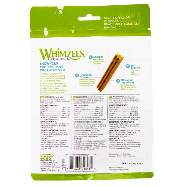 Picture of TREAT CANINE Whimzees Dental Puppy Stix Daily Med/Lrg Breed - 14/pk