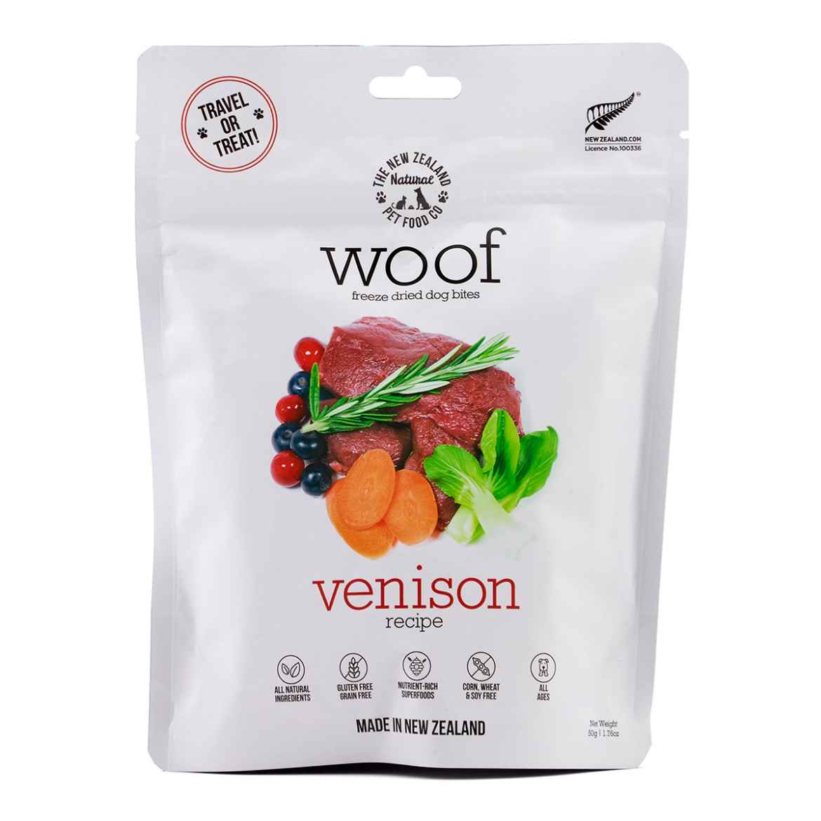 Picture of TREAT CANINE NZ NATURAL WOOF Wild Venison - 50g/1.76oz